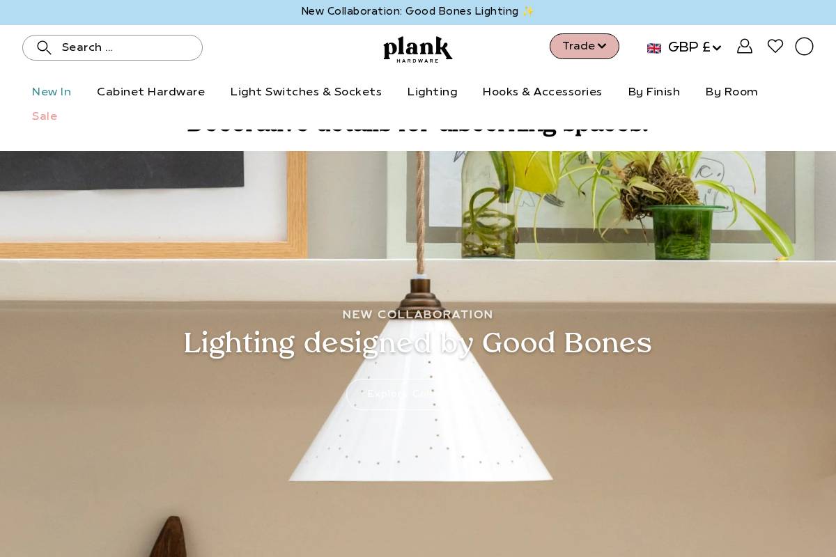 Plank Hardware homepage screenshot