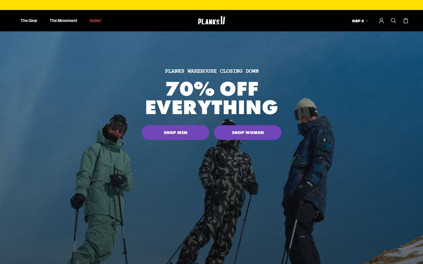 Planks Clothing homepage screenshot