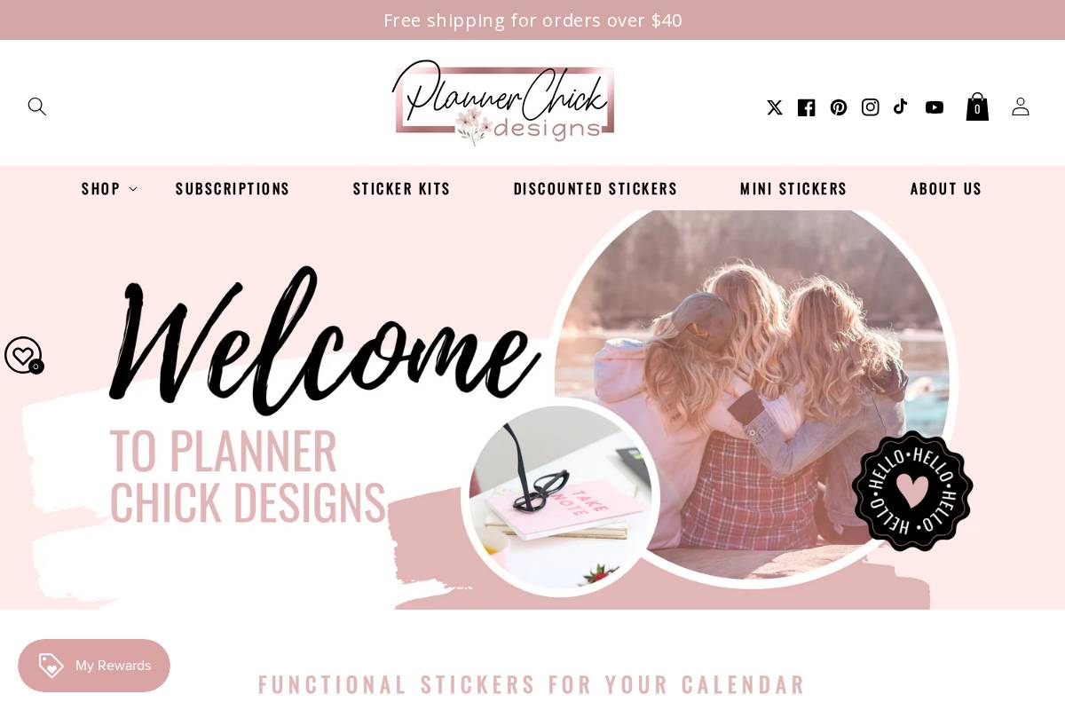 plannerchickdesigns.com homepage screenshot