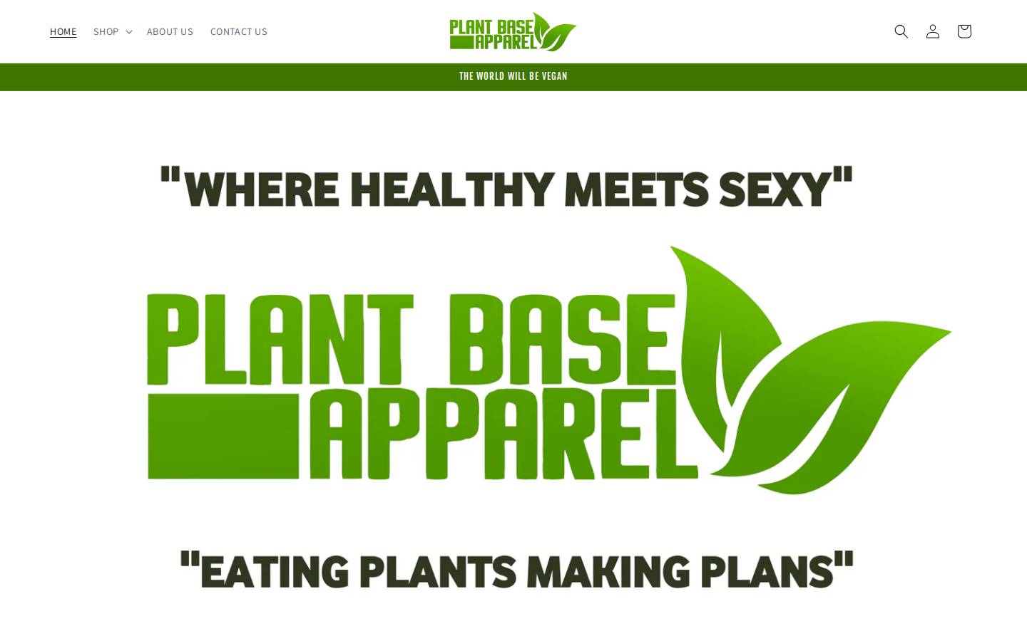 plantbaseapparel.com homepage screenshot