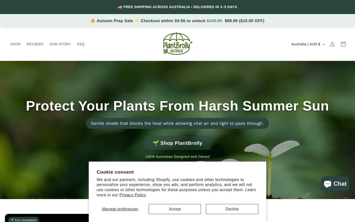 Plantbrolly homepage screenshot