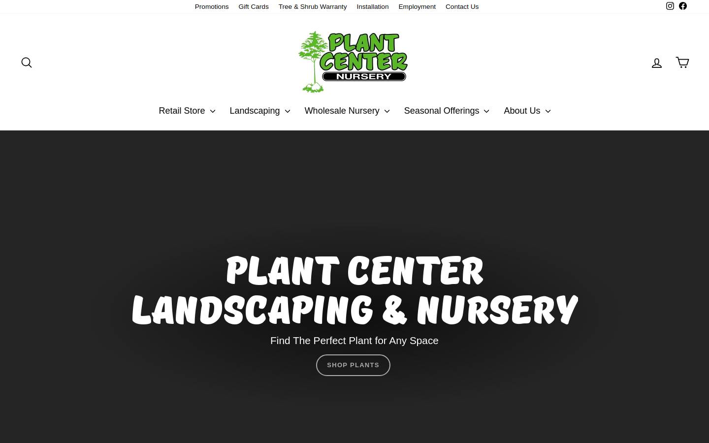 plantcenternursery.com homepage screenshot