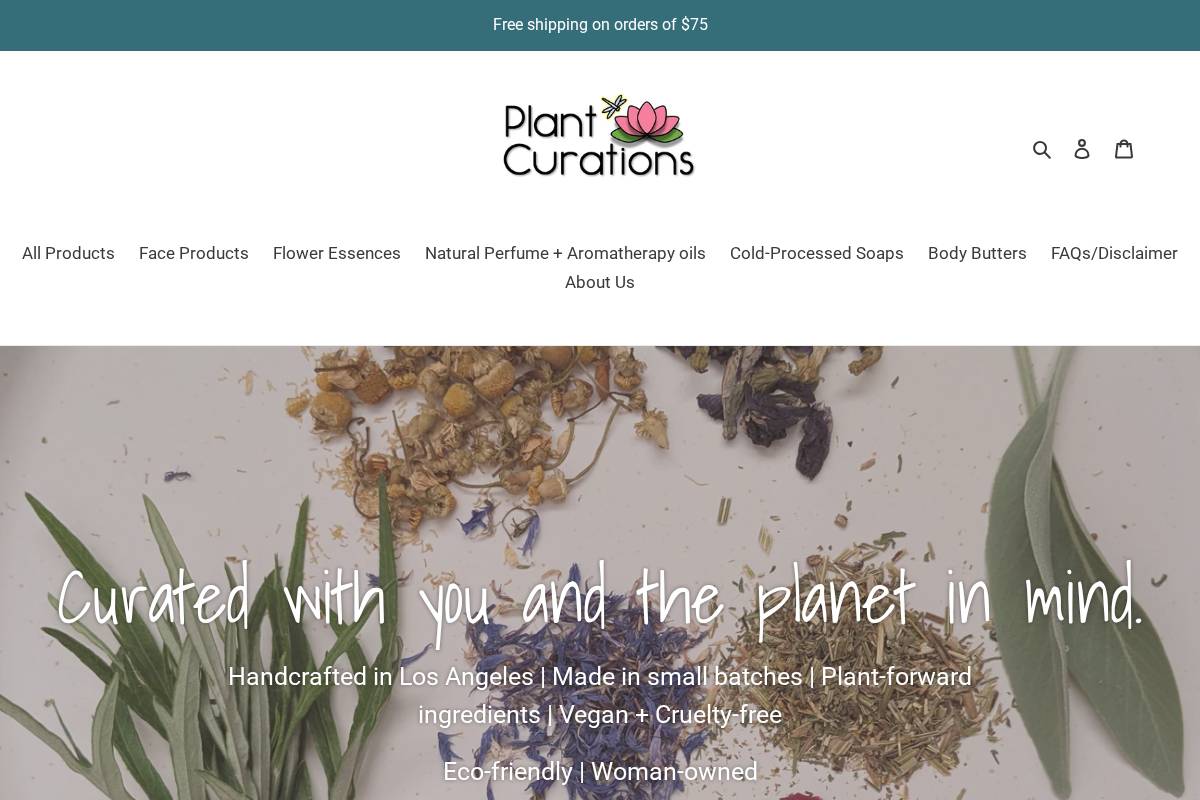 plantcurations.com homepage screenshot