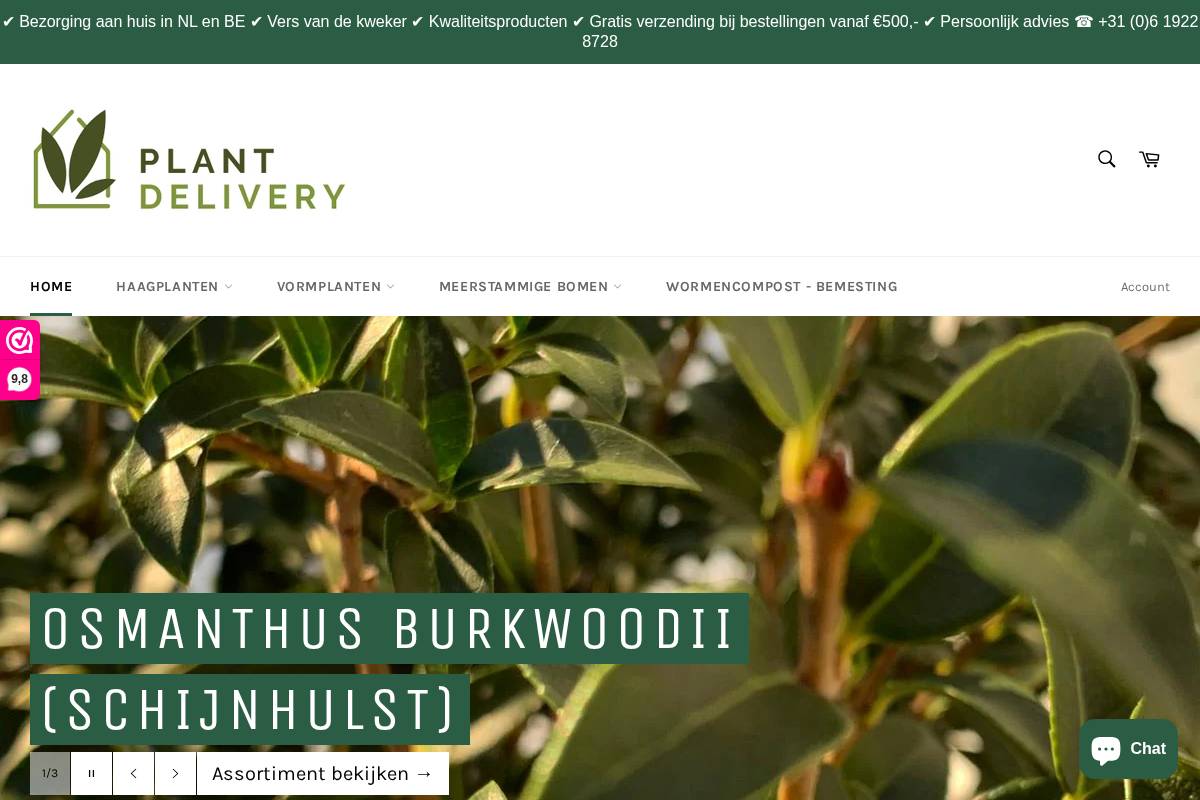 Plant Delivery homepage screenshot