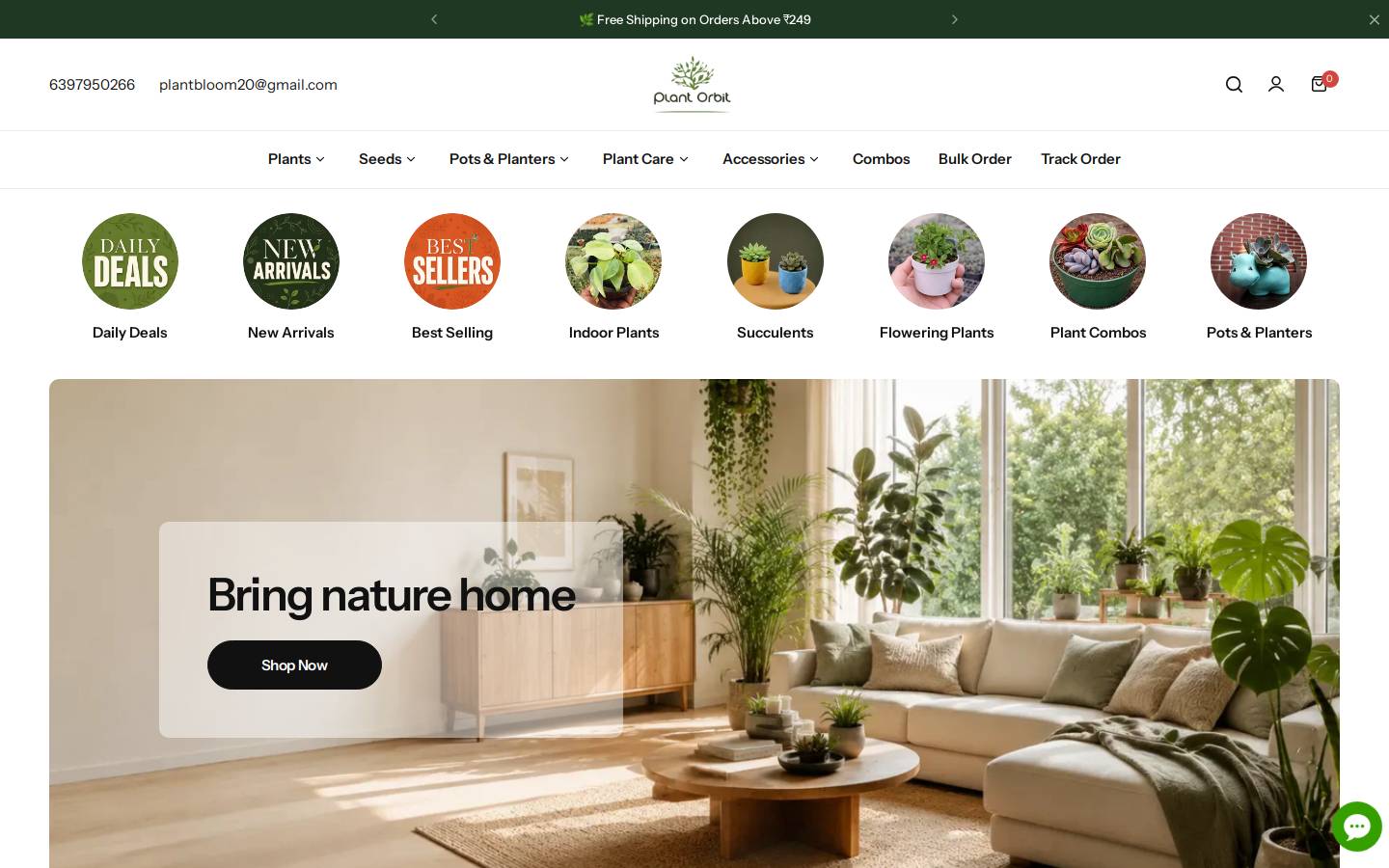 Plant Orbit homepage screenshot