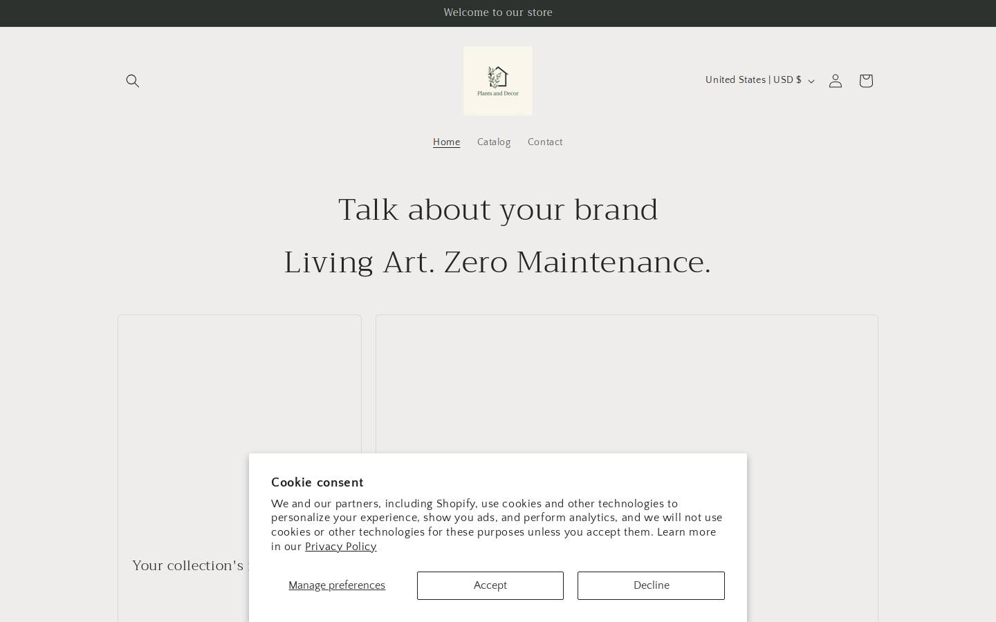 plantsanddecor.com homepage screenshot