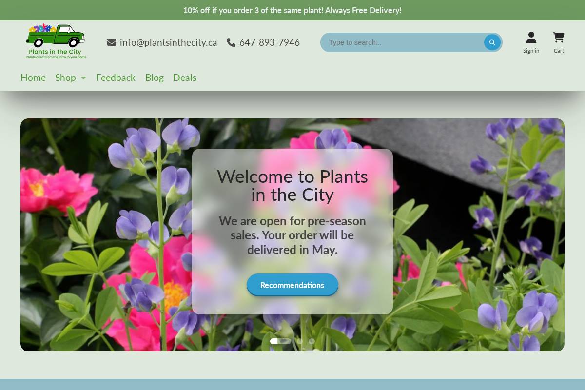 plantsinthecity.ca homepage screenshot