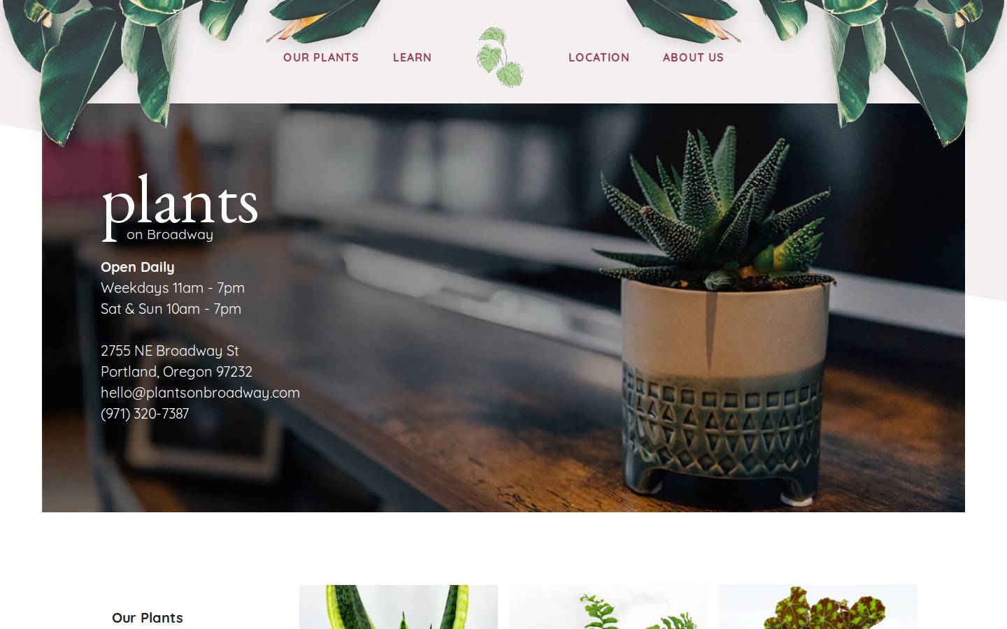 plantsonbroadway.com homepage screenshot