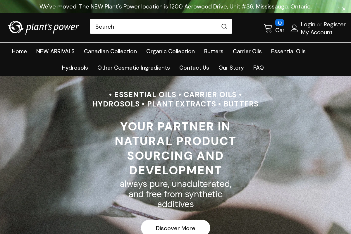 Plant's Power e-Store homepage screenshot