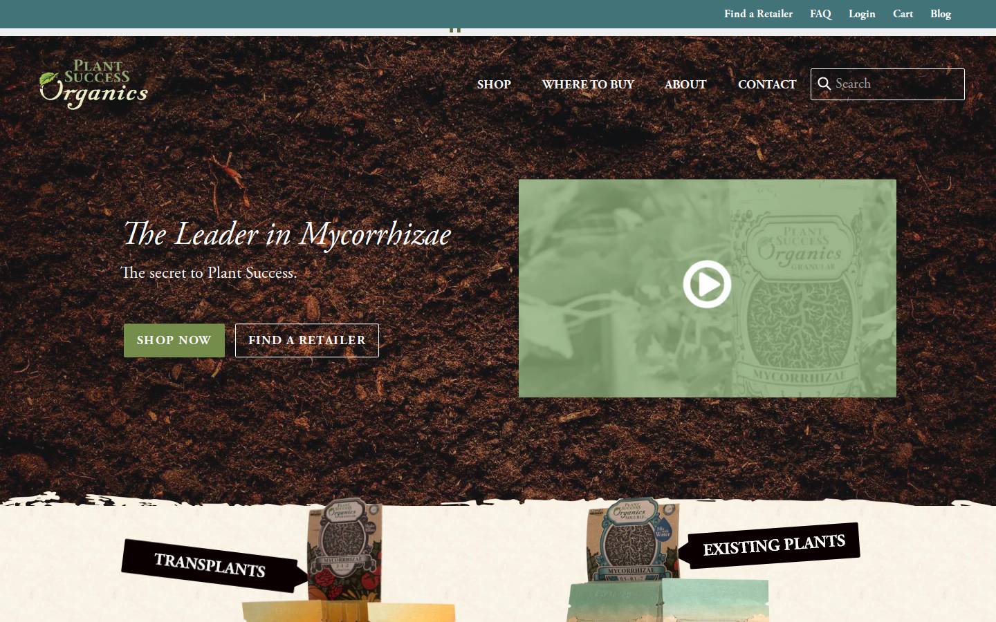 plantsuccessorganics.com homepage screenshot
