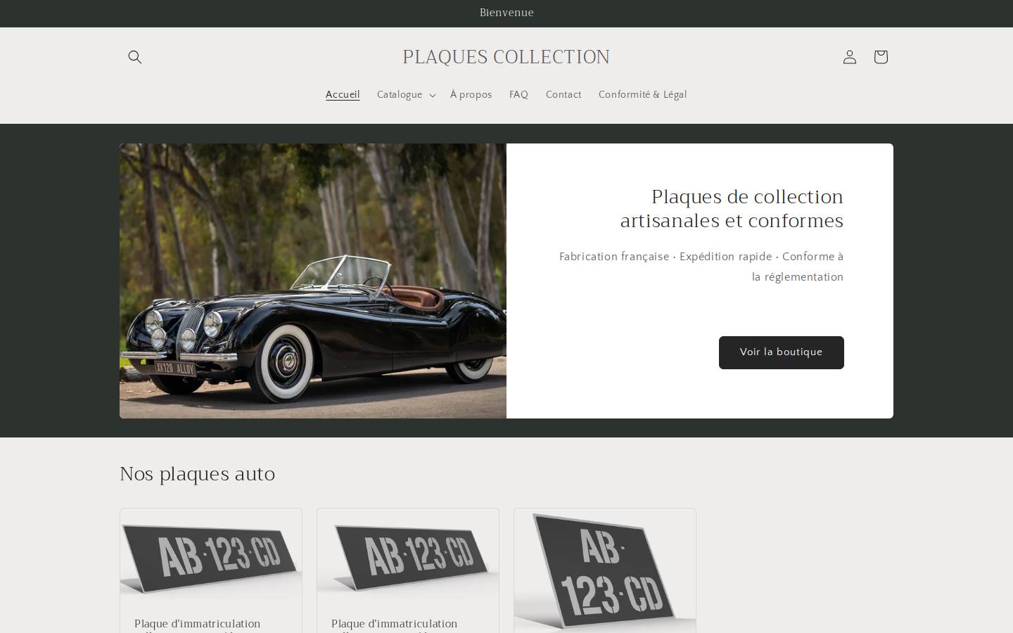 plaques-collection.fr homepage screenshot