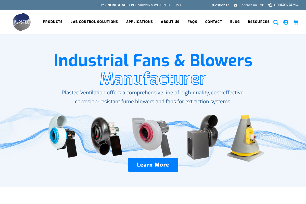 Plastec Ventilation homepage screenshot