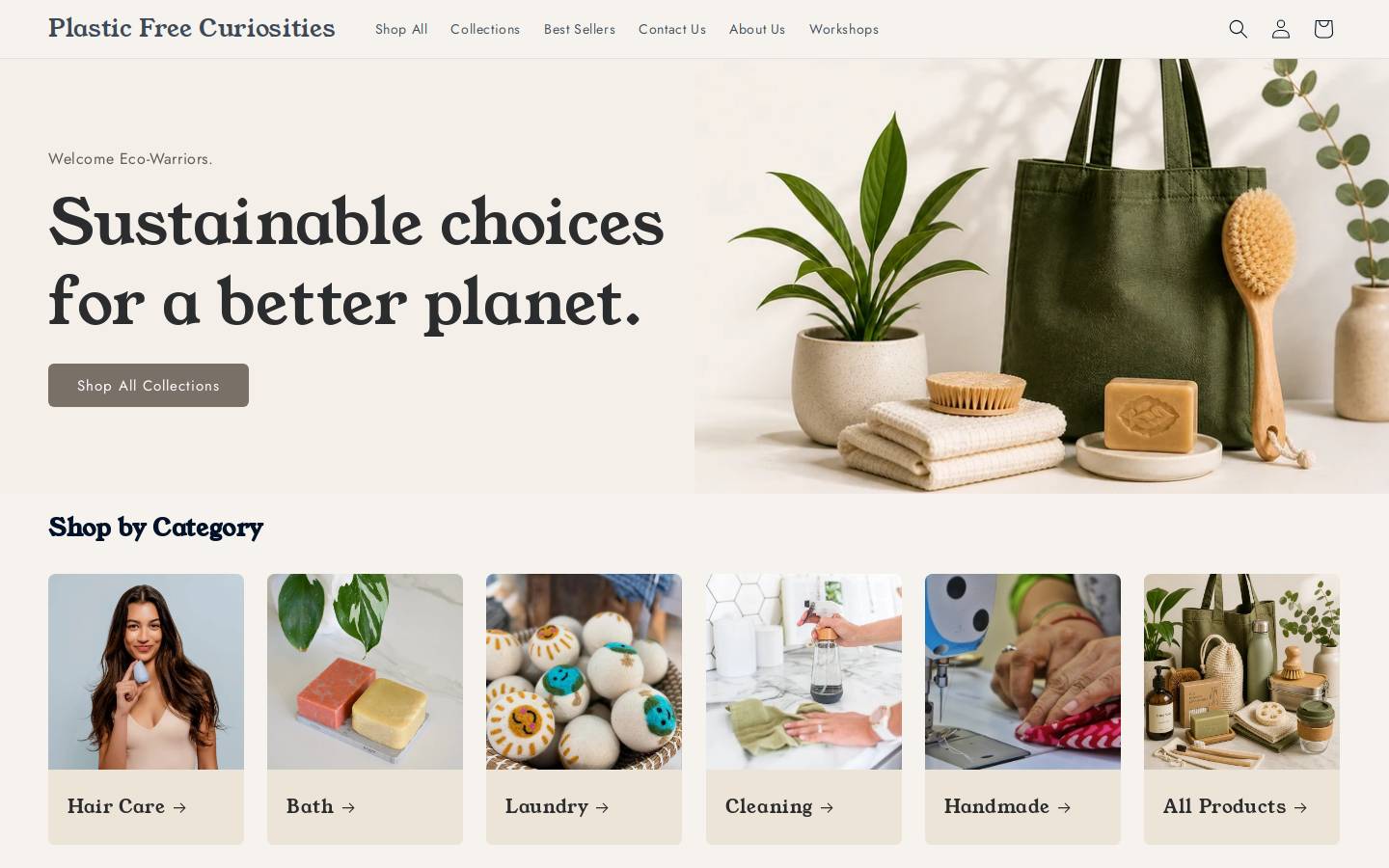 plasticfreecuriosities.com homepage screenshot