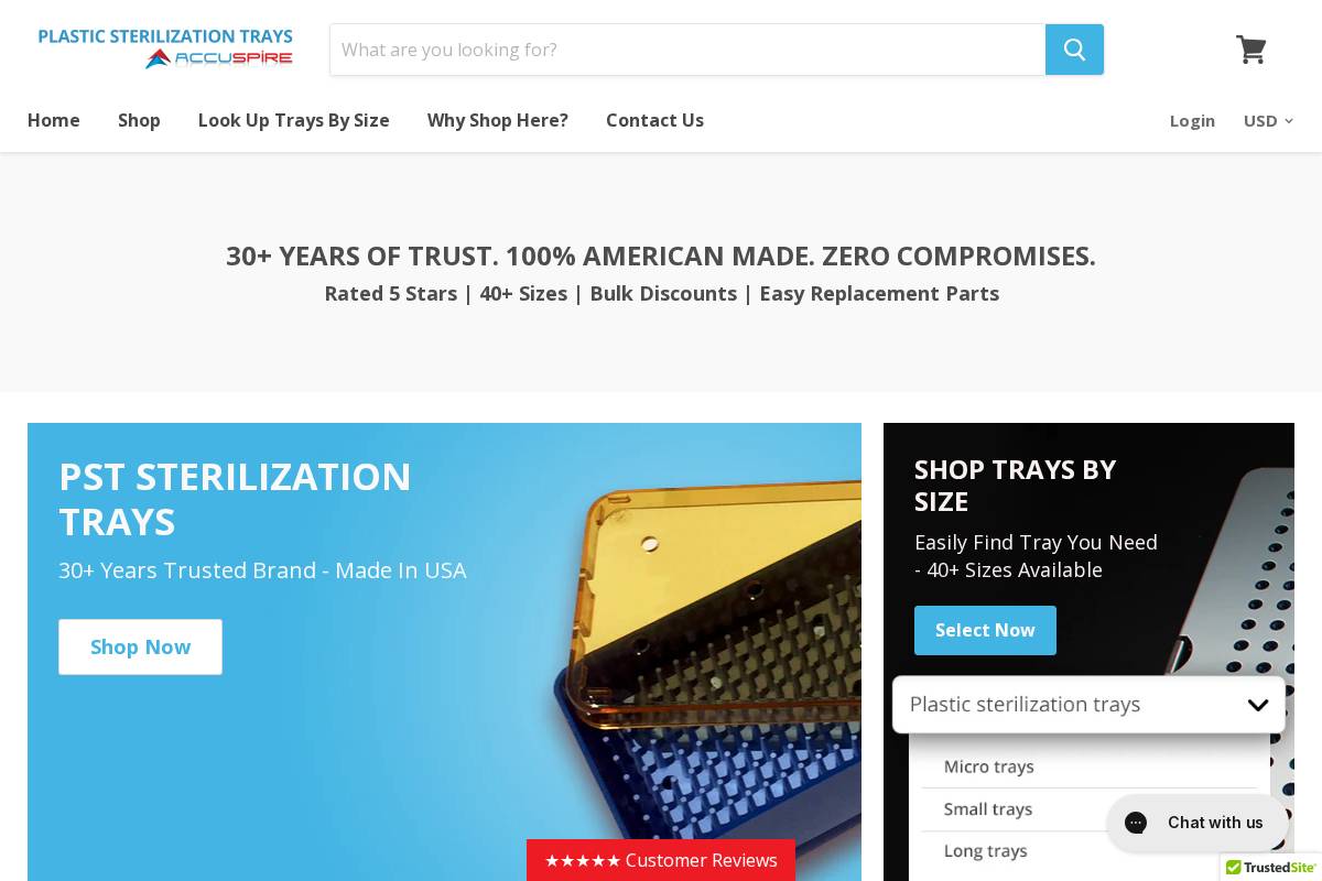plasticsterilizationtrays.com homepage screenshot