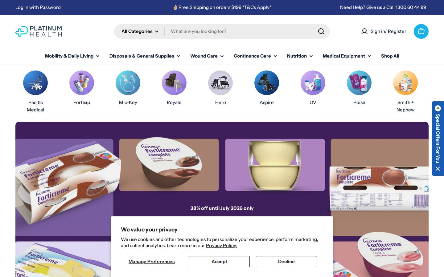 platinumhealthsupply.com.au homepage screenshot