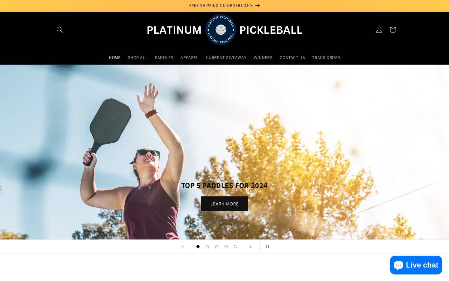 platinumpickleball.com homepage screenshot