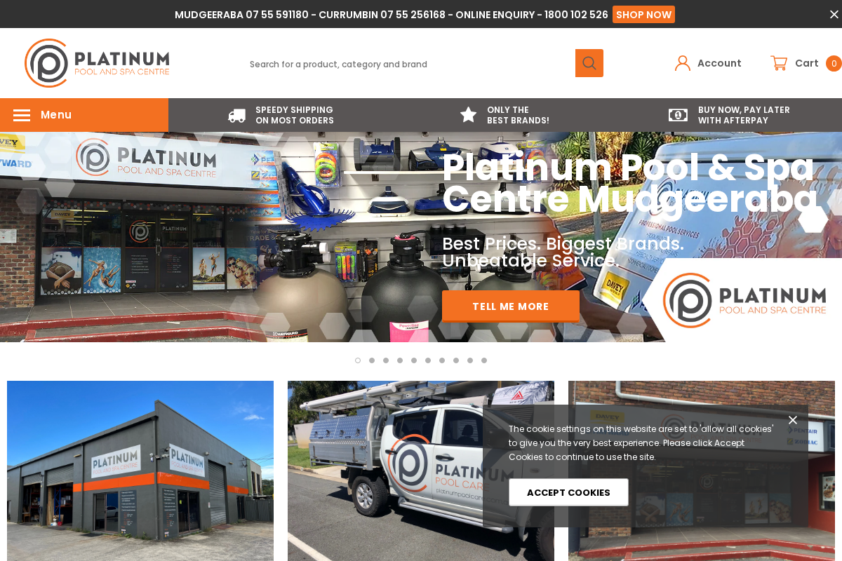 Platinum Pool Centre - Mudgeeraba homepage screenshot