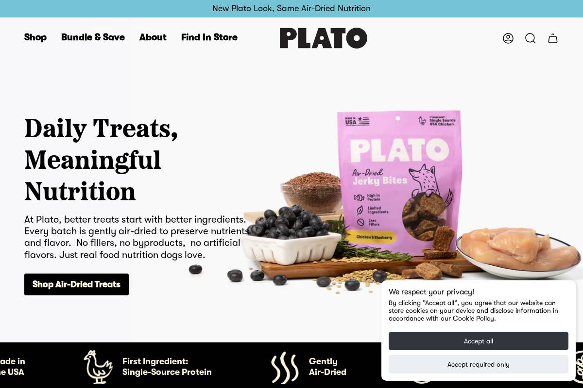 platopettreats.com homepage screenshot