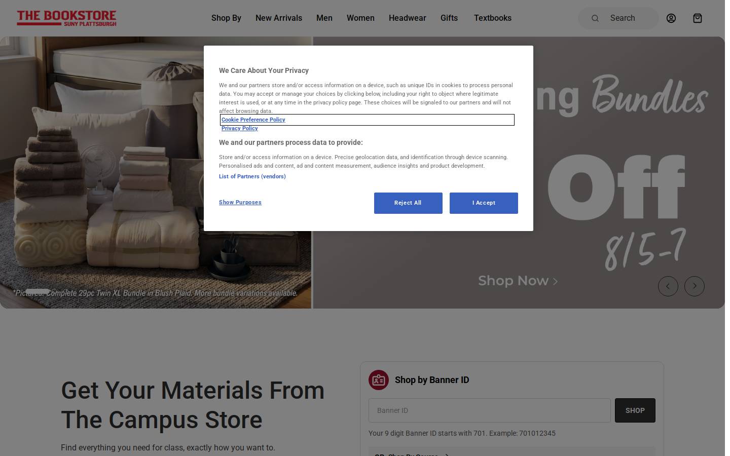 plattsburghtextbooksshop.com homepage screenshot