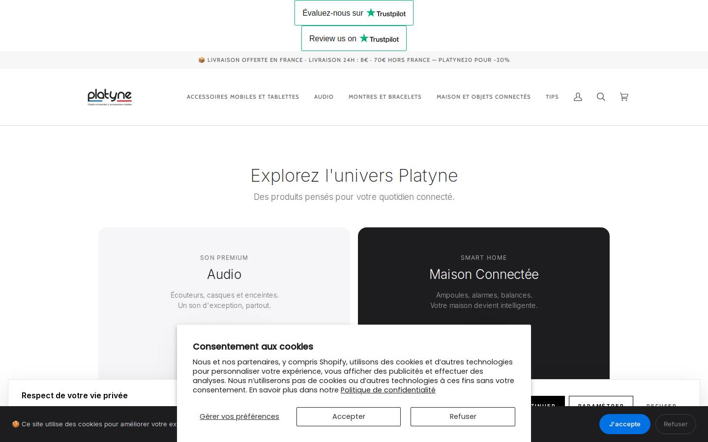 Platyne homepage screenshot