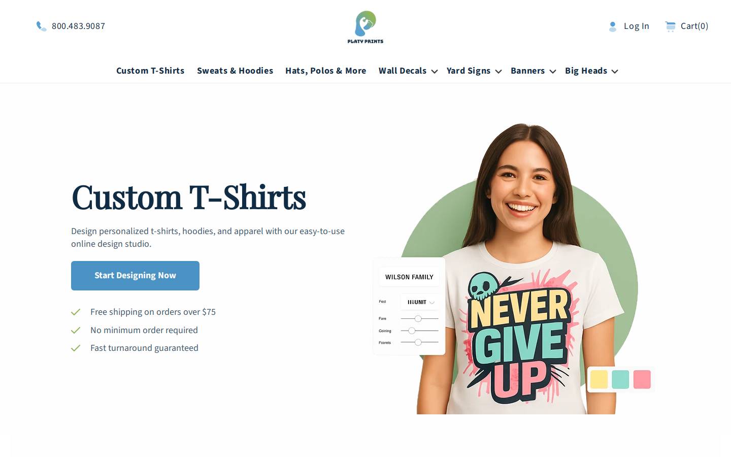 platyprints.com homepage screenshot