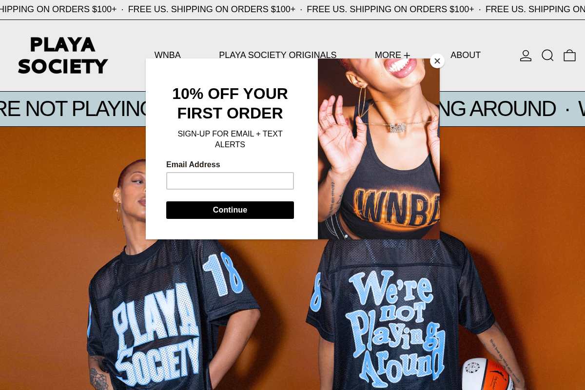 playasociety.com homepage screenshot