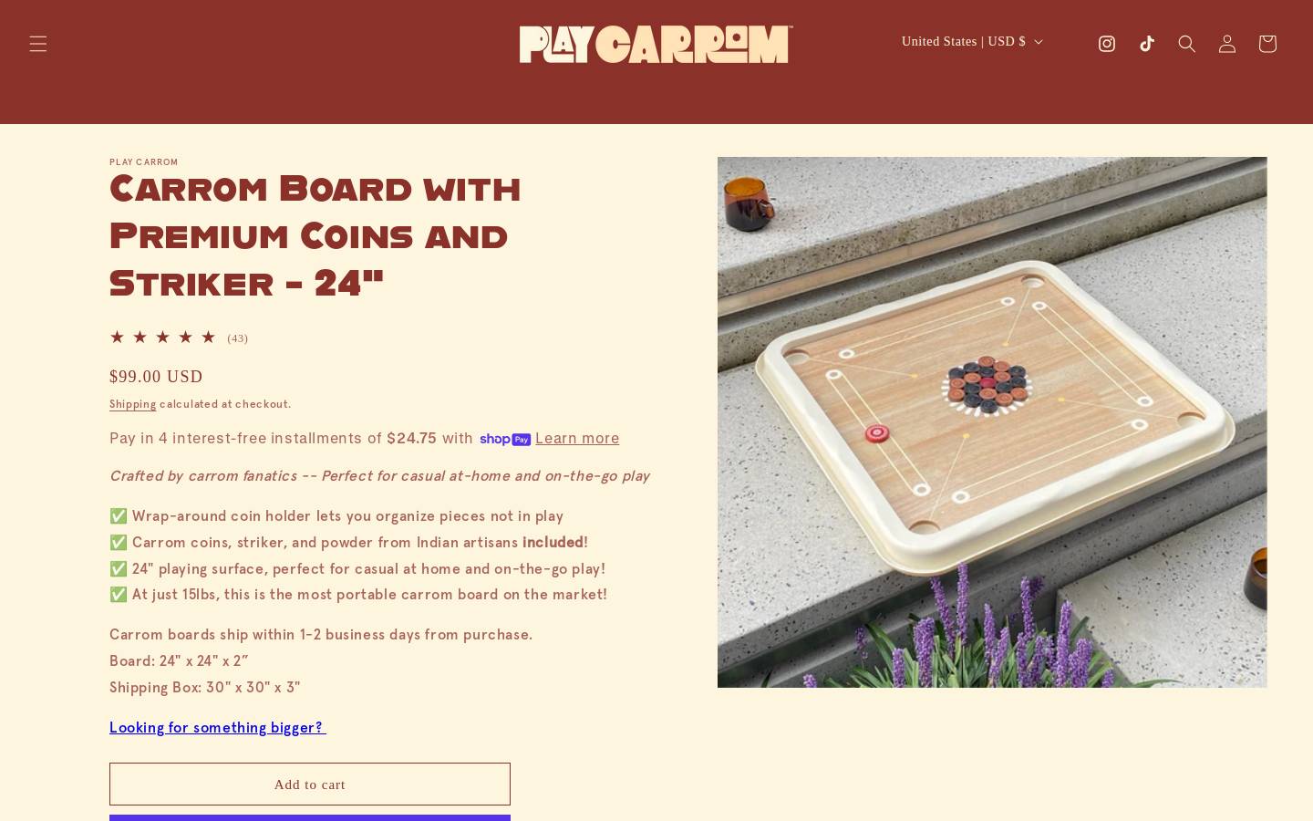 playcarom.com homepage screenshot