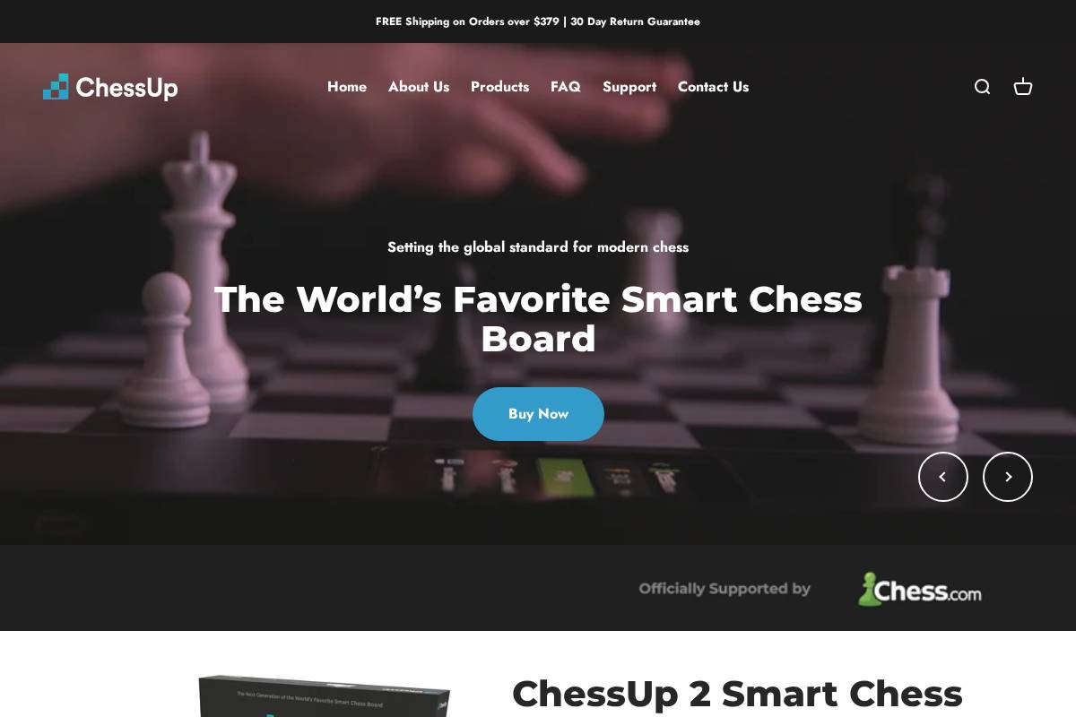 Playchessup homepage screenshot