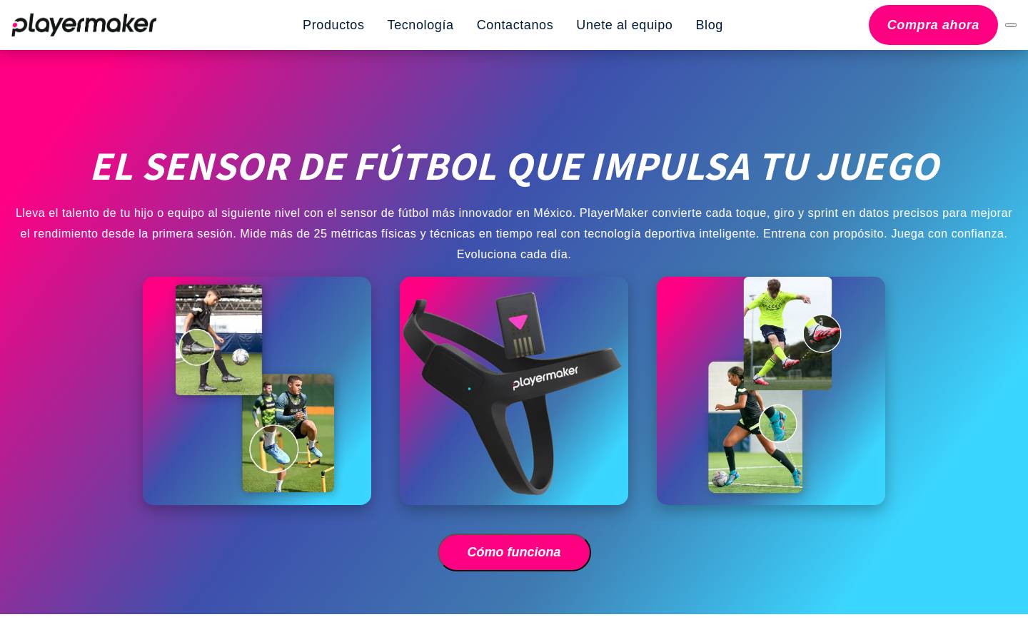 Playermaker homepage screenshot
