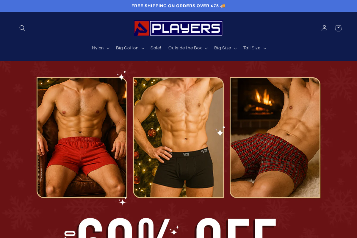Players Underwear homepage screenshot