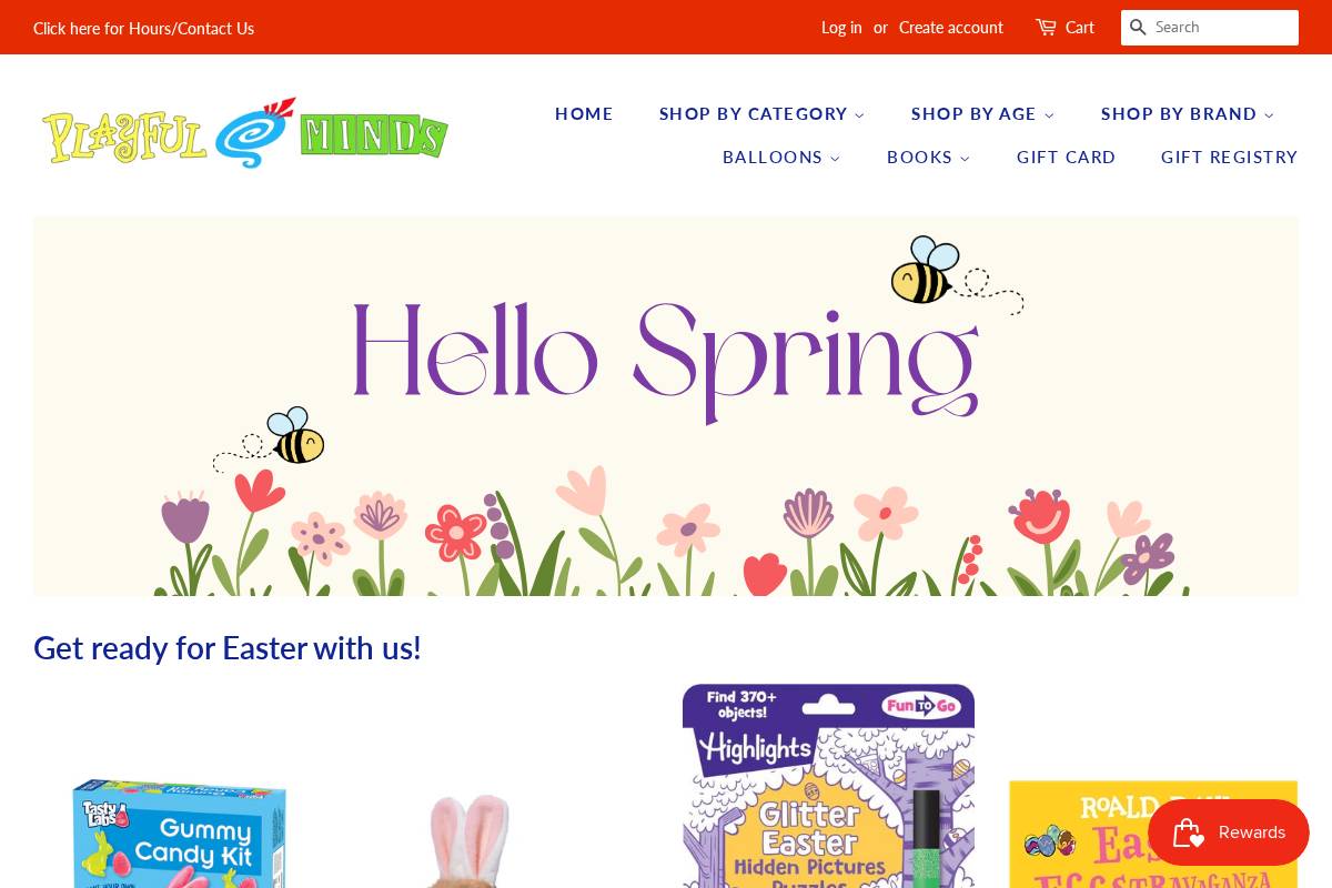 Playful Minds homepage screenshot