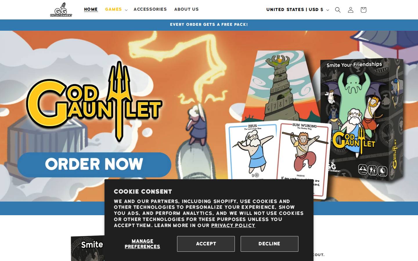 playgodgauntlet.com homepage screenshot