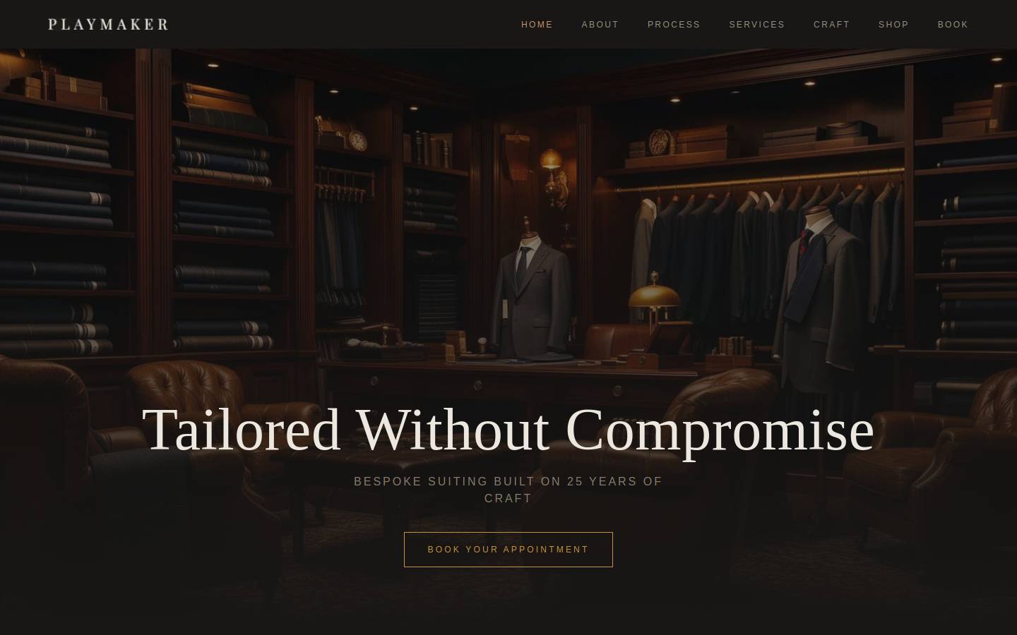 playmakerbespoke.com homepage screenshot