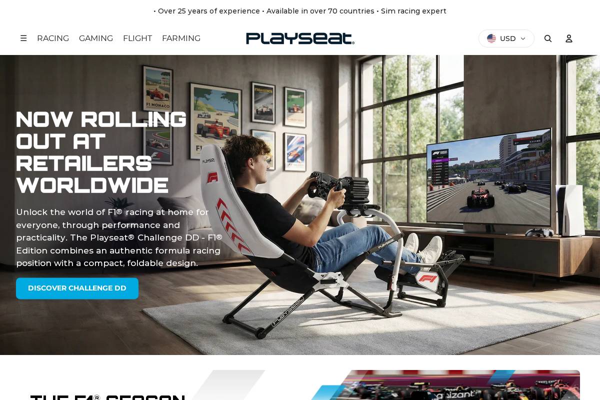 playseat.com homepage screenshot