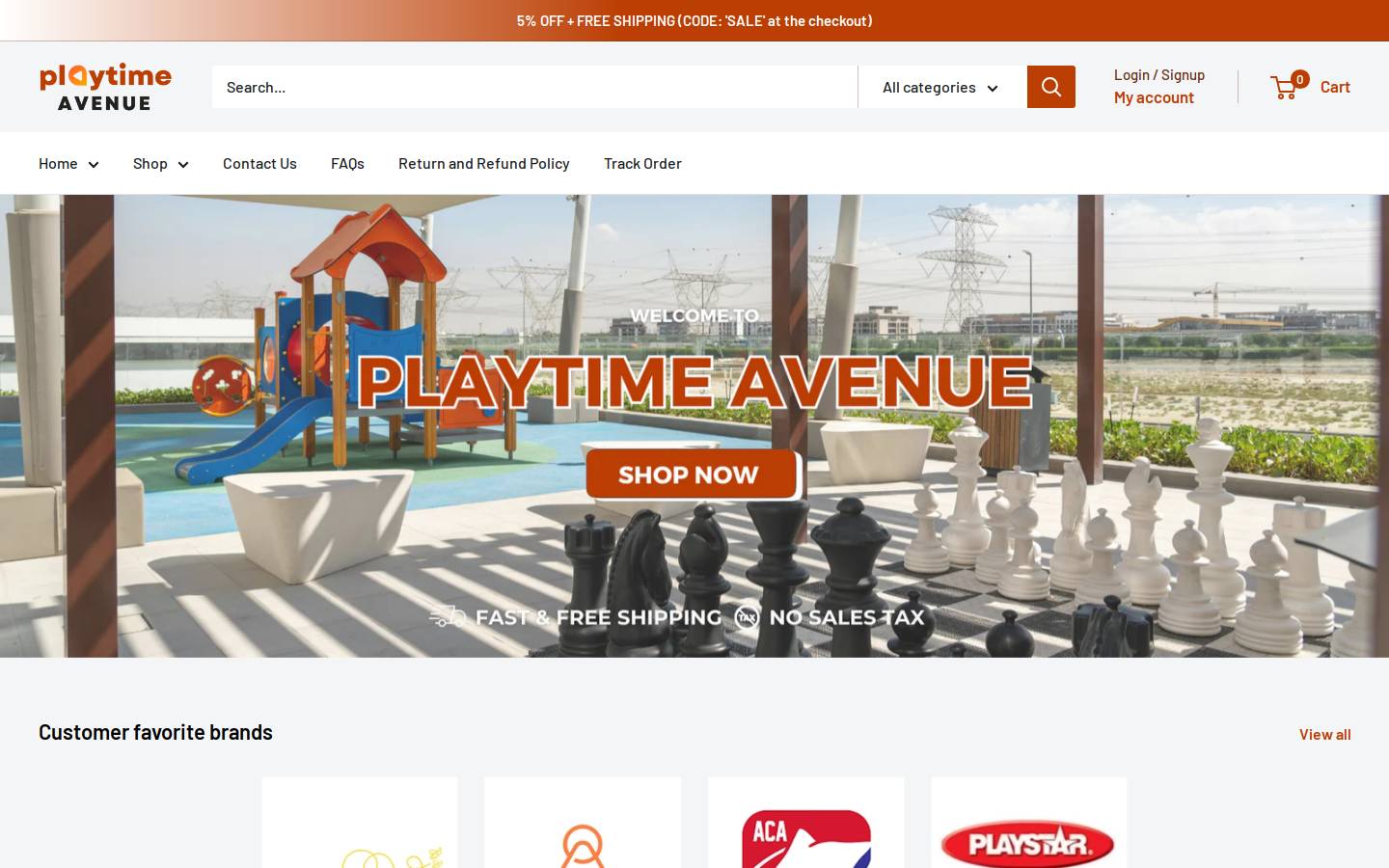 playtimeavenue.com homepage screenshot