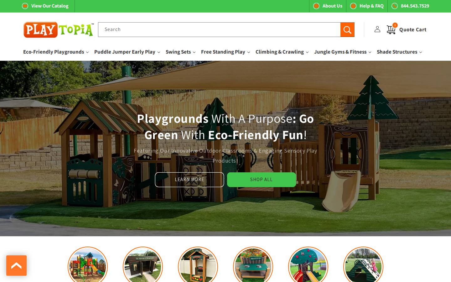 playtopiaplaygrounds.com homepage screenshot