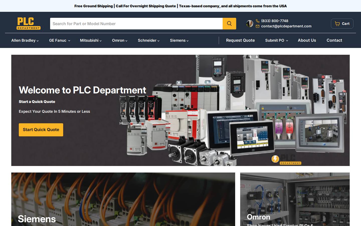plcdepartment.com homepage screenshot