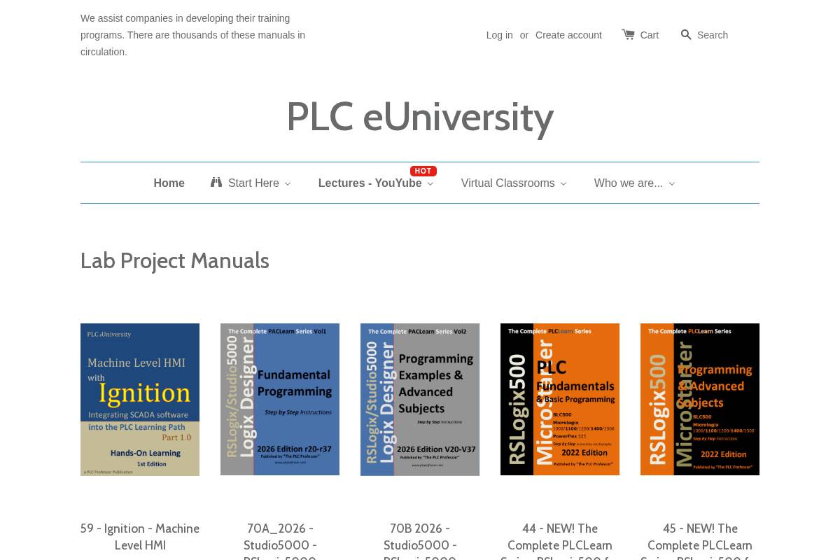 PLC eUniversity homepage screenshot