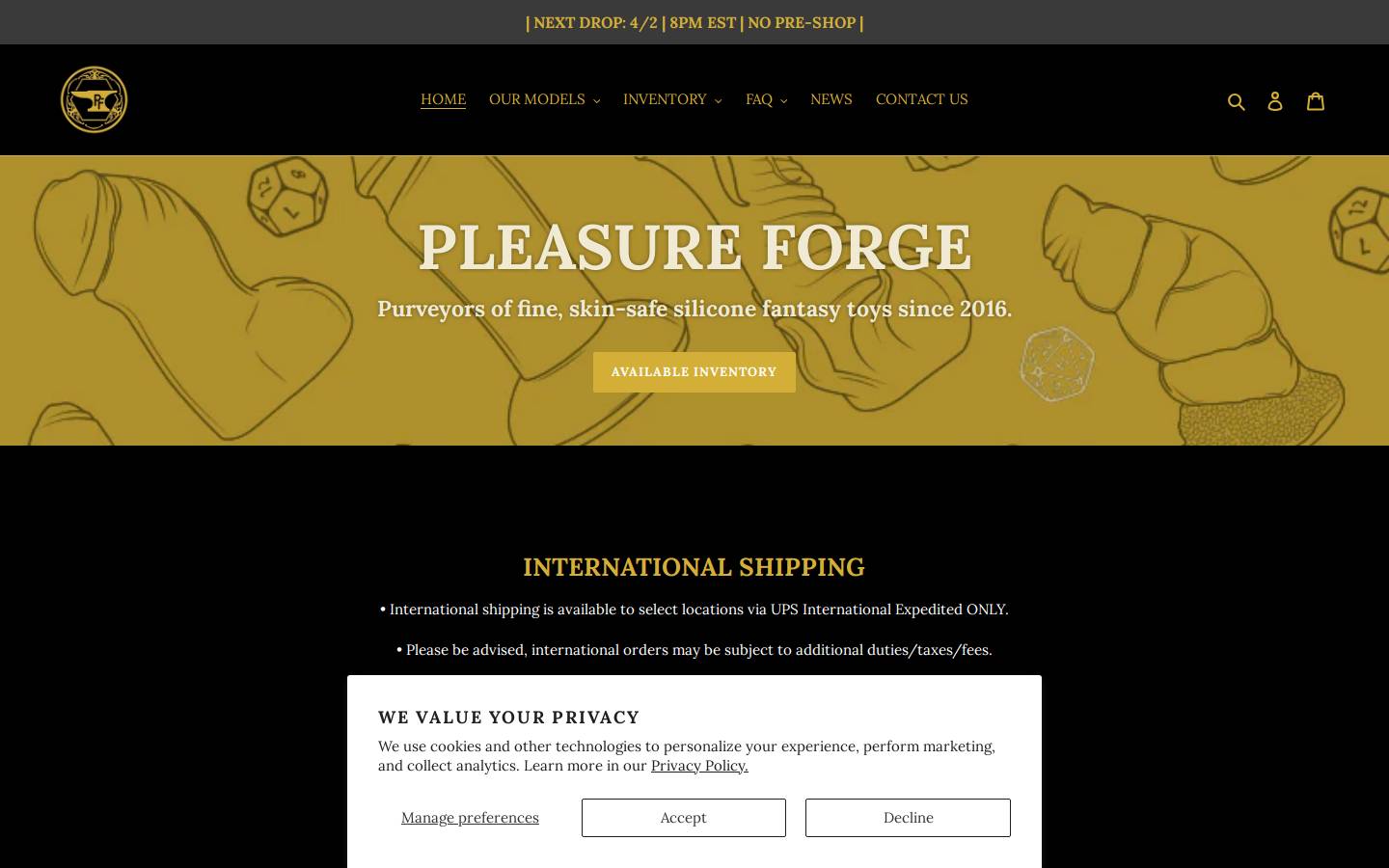 pleasureforge.com homepage screenshot