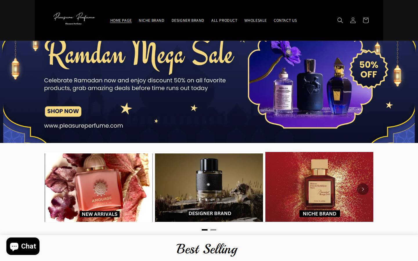 pleasureperfumes.com homepage screenshot