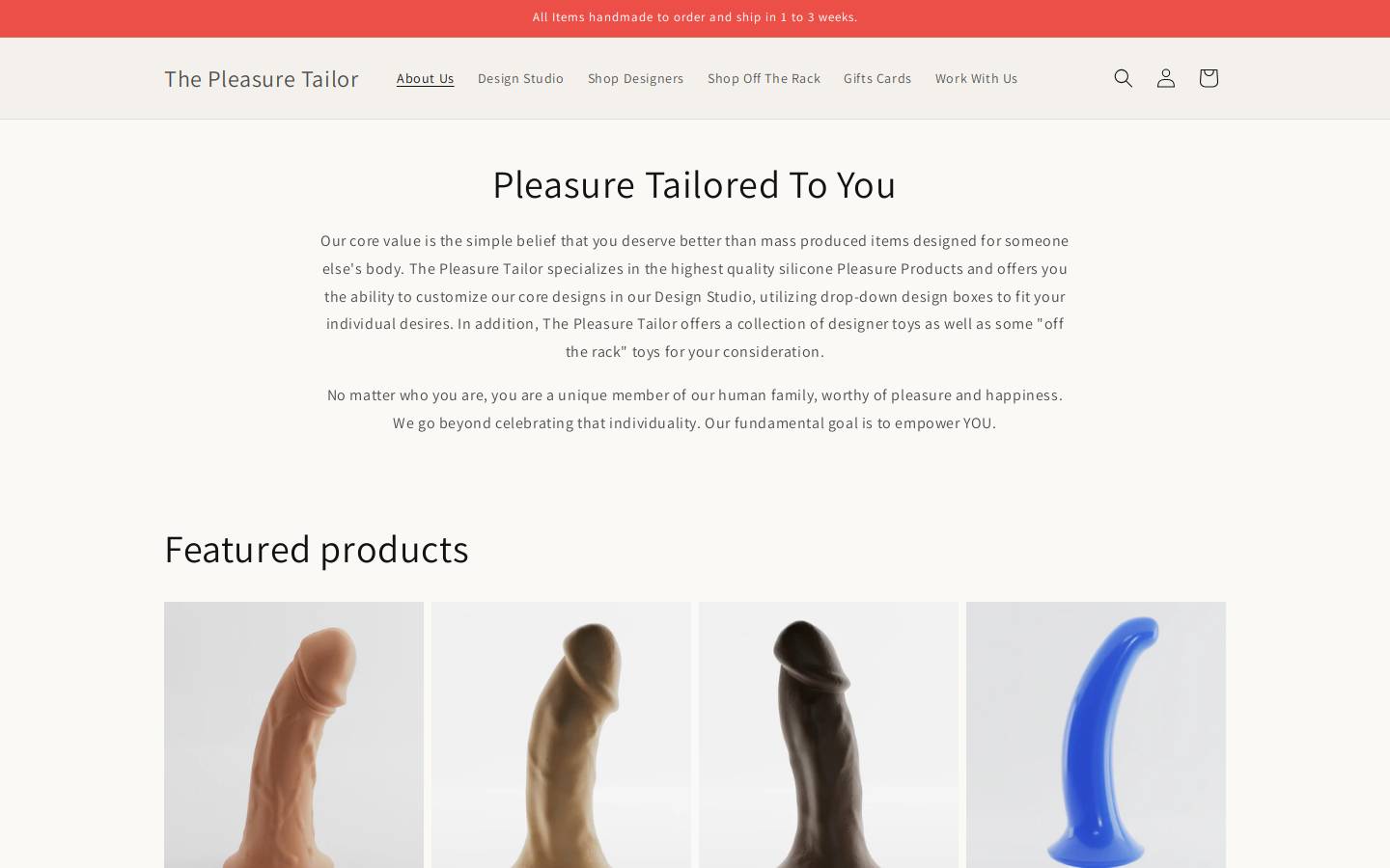 pleasuretailor.com homepage screenshot