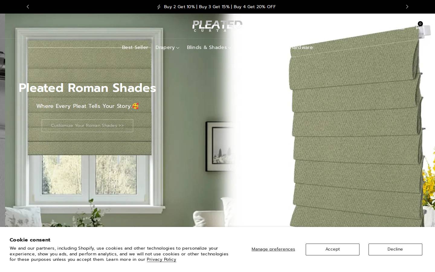Pleatedcurtain homepage screenshot