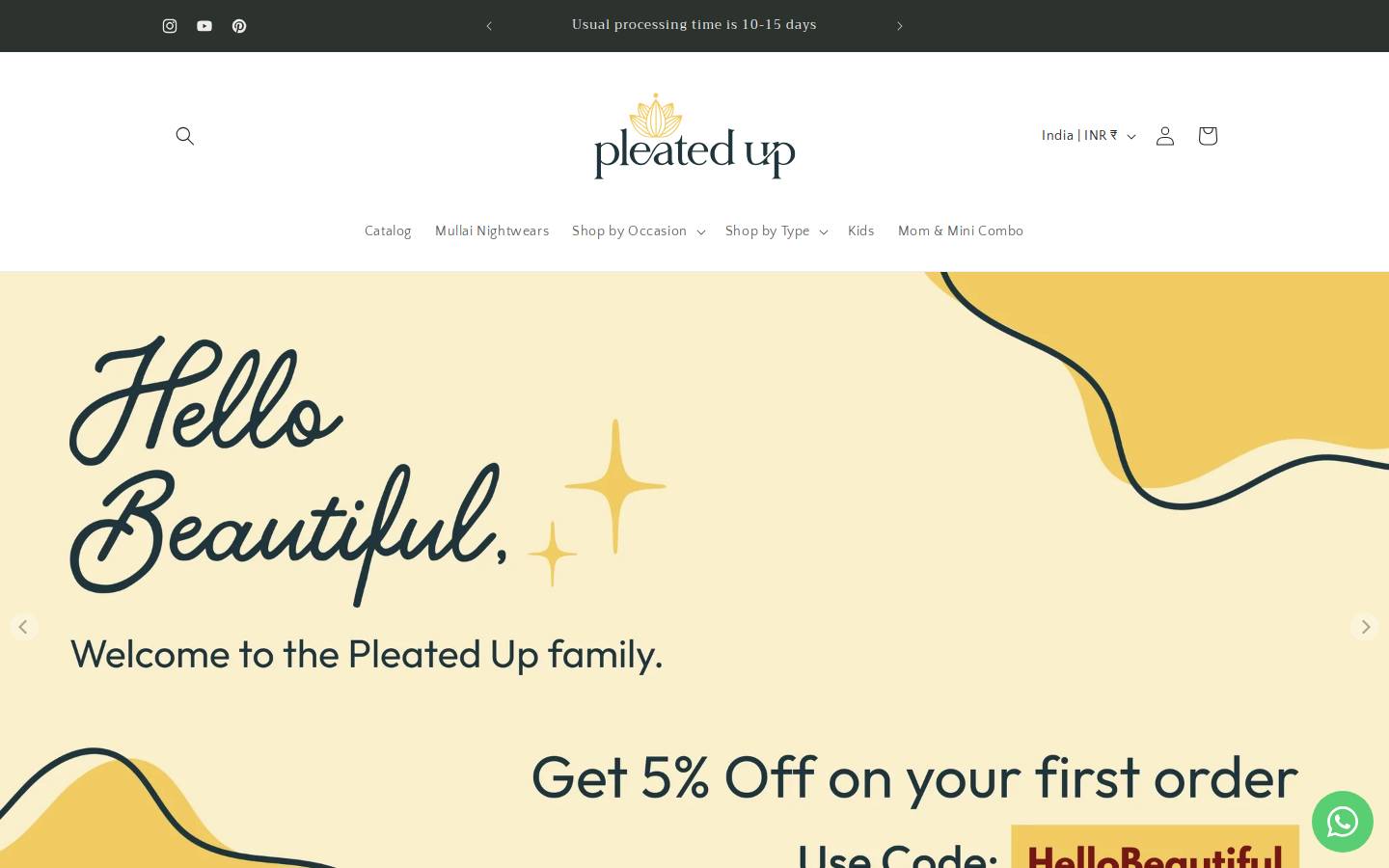 pleatedup.com homepage screenshot