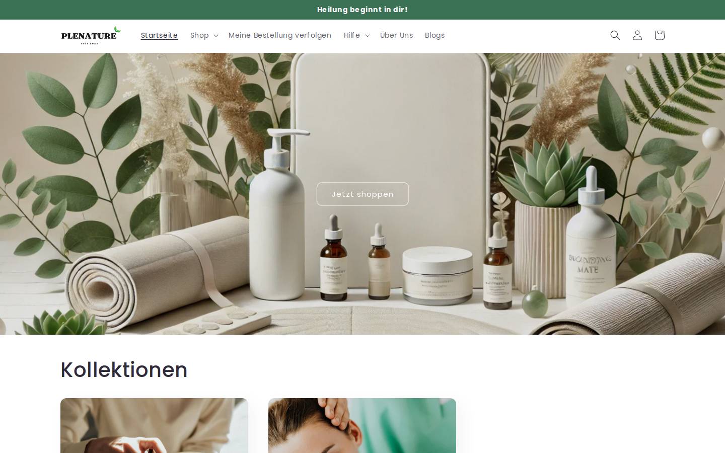 Plenature homepage screenshot