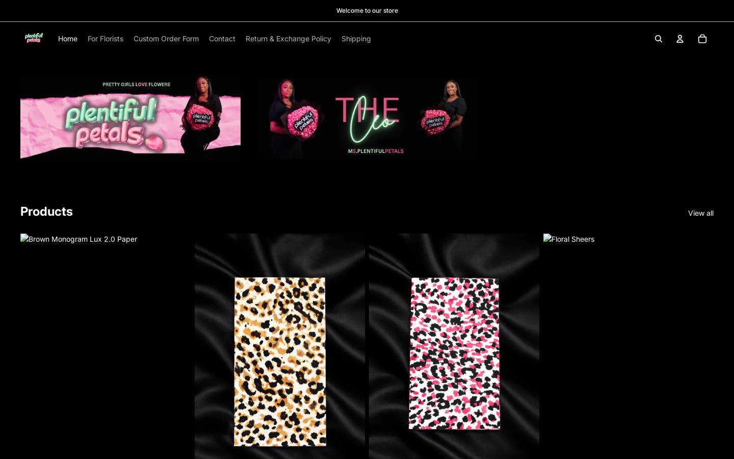 plentifulpetals.com homepage screenshot