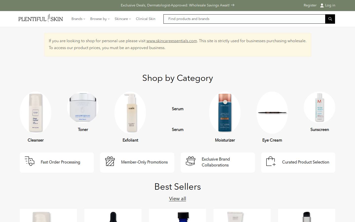 plentifulskin.com homepage screenshot