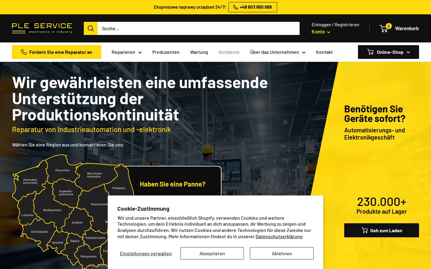 pleservice.de homepage screenshot