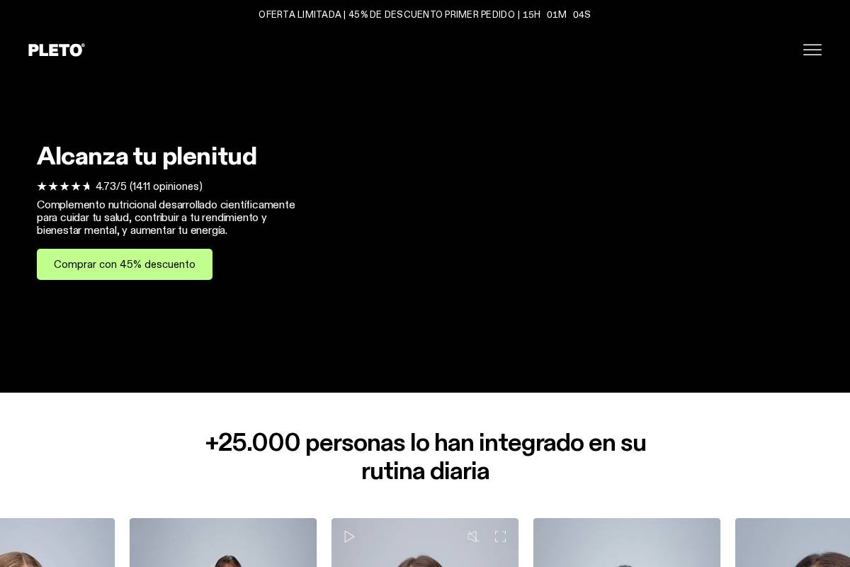 Pletoscience homepage screenshot