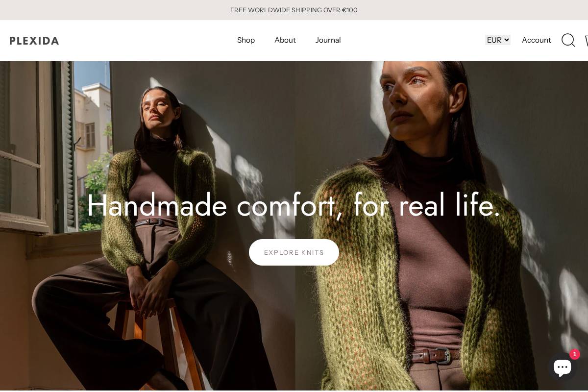 plexidaknitwear.com homepage screenshot
