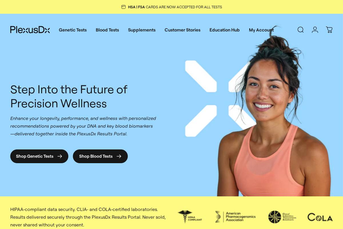 PlexusDx homepage screenshot